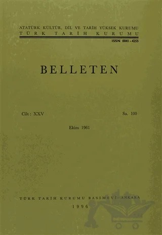 Belleten Sayı: 100 Cilt: 25 – Türk Tarih Kurumu Yayınları kitap kapağı