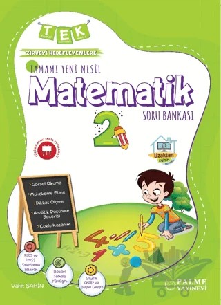 Tek 2.Sınıf Tamamı Yeni Nesil Matematik Soru Bankası – Vahit Şahin – Palme Yayınları kitap kapağı