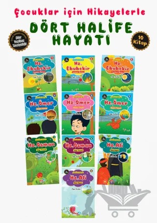 Çocuklar İçin Hikayelerle Dört Halife Hayatı Seti (10 Kitap Takım) – Cuma Karakoç – Aksa Çocuk kitap kapağı