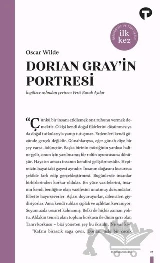 Dorian Gray'in Portresi – Oscar Wılde – Turkuvaz Kitap kitap kapağı