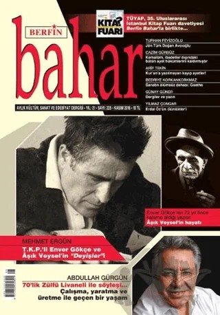 Berfin Bahar Aylık Kültür Sanat ve Edebiyat Dergisi Sayı: 225 Kasım 2016 – Berfin Bahar Dergisi kitap kapağı