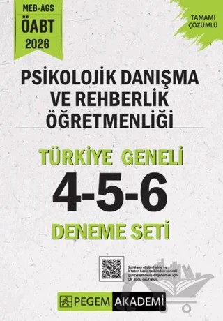 2026 MEB AGS ÖABT Psikolojik Danışma ve Rehberlik Öğretmenliği Tamamı Çözümlü Türkiye Geneli 4-5-6 (3'lü Deneme Seti) – Kolektif – Pegem Akademi Yayıncılık kitap kapağı
