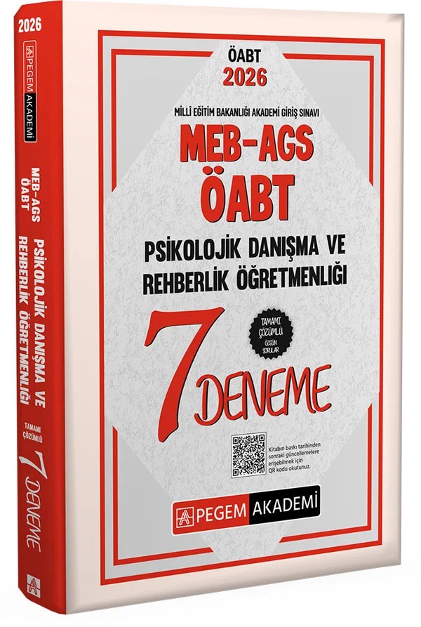 2026 MEB AGS ÖABT Psikolojik Danışma Ve Rehberlik Öğretmenliği Tamamı Çözümlü 7 Deneme – Değerli Öğretmen Arkadaşlarımız – Pegem Akademi Yayıncılık kitap kapağı