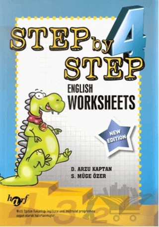 Step by Step 4: English Worksheets – D. Arzu Kaptan, S. Müge Özer – Harf Eğitim Yayıncılık kitap kapağı