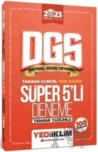 2023 Prestij Serisi DGS Tamamı Çözümlü Süper 5 Deneme – Kolektif – Yediiklim Yayınları kitap kapağı