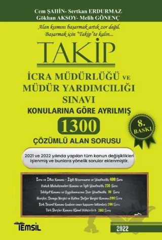 Takip 2020 İcra Müdürlüğü Ve Müdür Yardımcılığı Sınavı 1262 Çözümlü Alan Soru Bankası – Cem Şahin, Mustafa Ahmet Şengel, Sertkan Erdurmaz – Temsil Kitap kitap kapağı