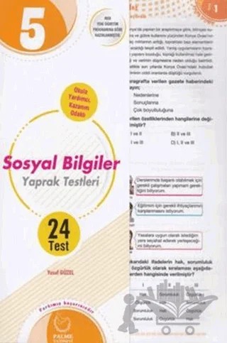 5. Sınıf Sosyal Bilgiler Yaprak Test – Yusuf Güzel – Palme Yayınları kitap kapağı