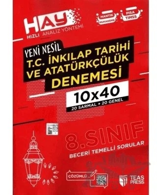 8. Sınıf T.C. İnkılap Tarihi ve Atatürkçülük HAY Branş Deneme – Kolektif – Teas Press kitap kapağı