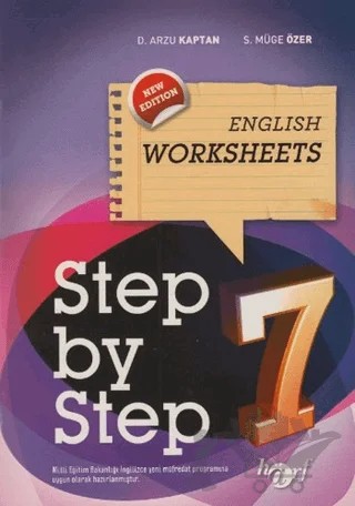 Step by Step 7: English Worksheets – D. Arzu Kaptan, S. Müge Özer – Harf Eğitim Yayıncılık kitap kapağı