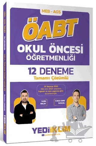 2027 MEB AGS ÖABT Okul Öncesi Öğretmenliği Tamamı Çözümlü 12 Deneme – Yasin Solak, Yunus Emre Sabanlı – Yediiklim Yayınları kitap kapağı