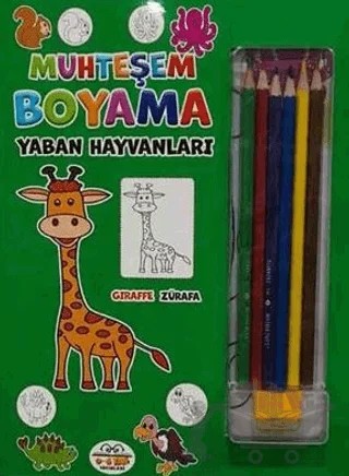 Muhteşem Boyama - Yaban Hayvanları + 6lı Boya Kalemi – Kolektif – 0-6 Yaş Yayınları kitap kapağı