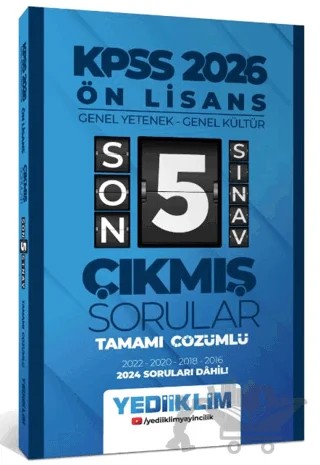 2026 Ön Lisans Genel Yetenek - Genel Kültür Tamamı Çözümlü Son 5 Sınav Çıkmış Sorular (2024 Soruları Dahil) – Kollektif – Yediiklim Yayınları kitap kapağı