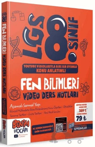 LGS 8. Sınıf Fen Bilimleri Video Ders Notları – Emin Durakçıgil, M. Kerem Karaoğuz – Benim Hocam Yayınları kitap kapağı