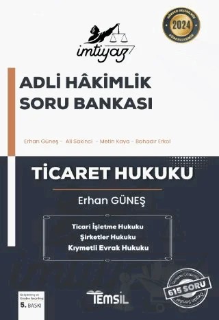 İmtiyaz Adli Hakimlik Soru Bankası Ticaret Hukuku – Erhan Güneş – Temsil Kitap kitap kapağı