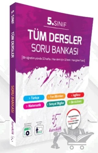 5. Sınıf Tüm Dersler Soru Bankası – Saliha Gündüz Keskin, Sibel Dağdeviren, Esra Yağcıoğlu, Mehmet Alim Taşköprü, Nurdan Karbuz, Orhan Duş – Karekök Yayıncılık kitap kapağı
