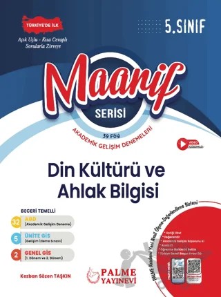 5. Sınıf Maarif Serisi Din Kültürü ve Ahlak Bilgisi Haftalık Deneme (39 Föy) – Kezban Sözen Taşkın – Palme Yayınları kitap kapağı