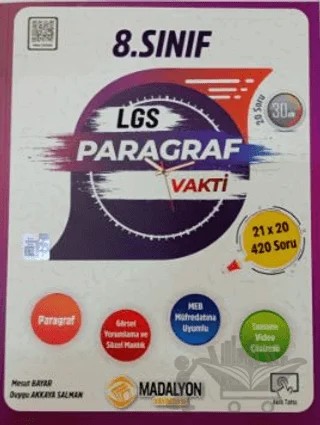 8. Sınıf LGS Paragraf Vakti Soru Bankası – Kolektif – Madalyon Yayınları kitap kapağı