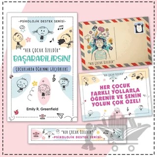 Çocuklar İçin Psikolojik Destek Serisi - Çocuklarda Öğrenme Güçlükleri -Kartpostal ve Ayraç – Emily R. Greenfield – Nesnel Yayınları kitap kapağı
