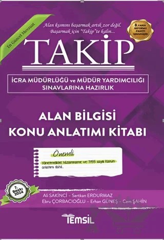 Takip İcra Müdürlüğü Sınavı Alan Bilgisi Konu Anlatımı – Sertkan Erdurmaz, Cem Şahin, Ali Sakinci, Ebru Çorbacıoğlu, Erhan Güneş – Temsil Kitap kitap kapağı