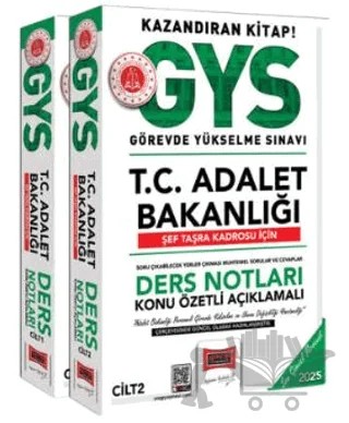 2025 GYS T.C Adalet Bakanlığı Şef Taşra Kadrosu İçin Ders Notları (2 Cilt) – Kollektif – Yargı Yayınevi kitap kapağı