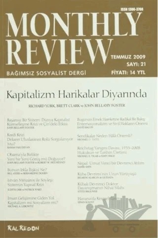 Monthly Review Bağımsız Sosyalist Dergi Sayı: 21 / Temmuz 2009 – Monthly Review Dergisi kitap kapağı