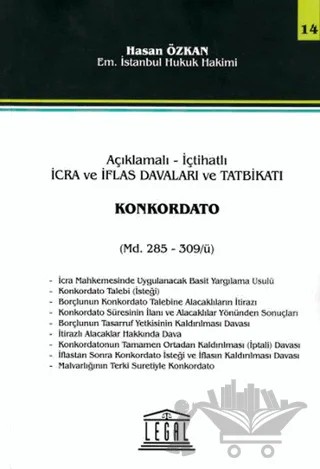 Konkordato - Seri 14 (Madde 258 - 309/ü) – Hasan Özkan – Legal Yayıncılık kitap kapağı