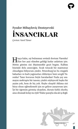 İnsancıklar – Fyodor Mihayloviç Dostoyevski – Turkuvaz Kitap kitap kapağı