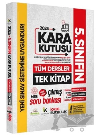2025 5.Sınıf Tüm Dersler Tek Kitap Yeni Sistem İokbs Bursluluk Tamamı Çözümlü Çıkmış Soru Bankası – Kolektif – Karakutu Yayın kitap kapağı