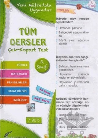 3. Sınıf Tüm Dersler Çek Kopart Yaprak Test – Kolektif – Bilgili Yayınları kitap kapağı