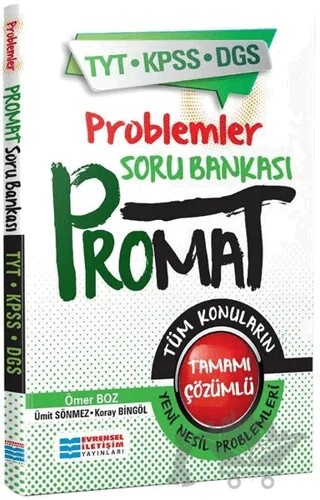 TYT-KPSS-DGS Promat Problemler Soru Bankası – Koray Bingöl, Ömer Boz, Ümit Sönmez – Evrensel İletişim Yayınları kitap kapağı