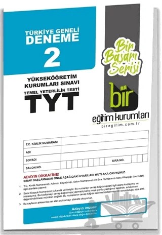 TYT Türkiye Geneli Deneme 2 – Kolektif – Bir Eğitim Kurumları kitap kapağı