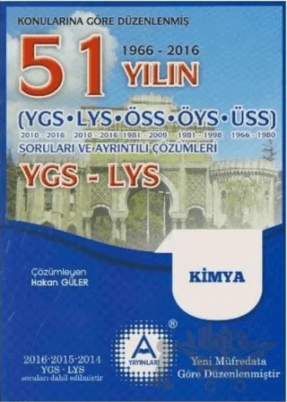YGS-LYS Kimya 51 Yılın Soruları ve Ayrıntılı Çözümleri (1966-2016) – Kolektif – A Yayınları kitap kapağı