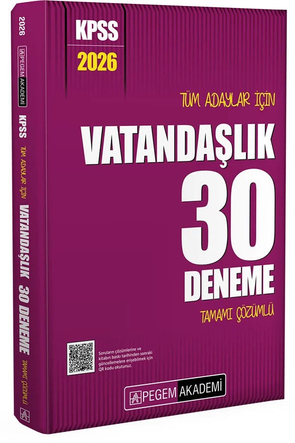 2026 KPSS Tüm Adaylar İçin Vatandaşlık 30 Deneme Tamamı Çözümlü – Pegem Akademi Yayıncılık kitap kapağı