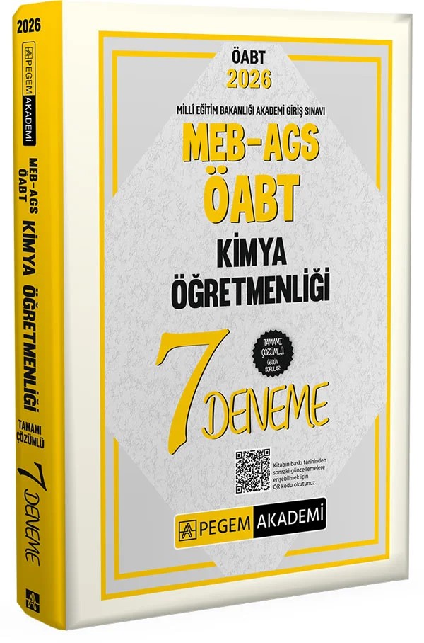 2026 MEB AGS ÖABT Kimya Öğretmenliği Tamamı Çözümlü 7 Deneme – Değerli Öğretmen Arkadaşlarımız – Pegem Akademi Yayıncılık kitap kapağı
