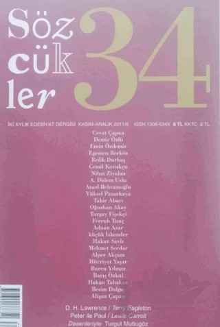 Sözcükler Dergisi Sayı: 34 Kasım - Aralık 2011 – Sözcükler Yayınları kitap kapağı