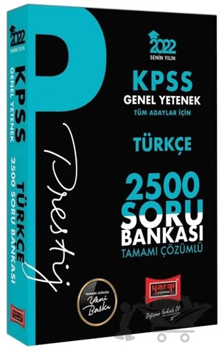 KPSS Genel Yetenek Türkçe Prestij Seri Tamamı Çözümlü 2500 Soru Bankası – Kolektif – Yargı Yayınevi kitap kapağı