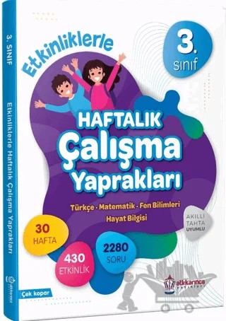 3. Sınıf Etkinliklerle Haftalık Çalışma Yaprakları – Kolektif – Atlı Karınca Yayınları kitap kapağı