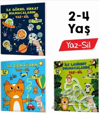 2-4 Yaş Mucit Karınca YAZ - SİL Kitaplar (İlk Kalem, Çizim, Eğlenceli Labirentler, Görsel Dikkat Geliştirme Kitabım) – Kolektif – Yükselen Zeka Yayınları kitap kapağı