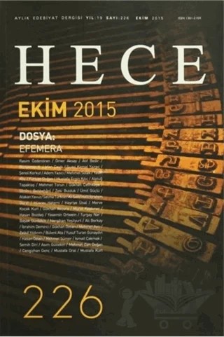 Hece Aylık Edebiyat Dergisi Sayı: 226 - Ekim 2015 – Hece Dergisi kitap kapağı