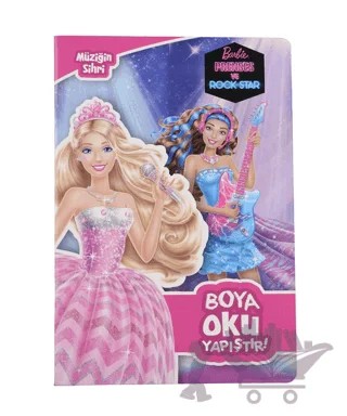 Barbie Prenses ve Rock Star - Müziğin Sihri Boya Oku Yapıştır – Kolektif – Doğan Egmont Yayıncılık kitap kapağı