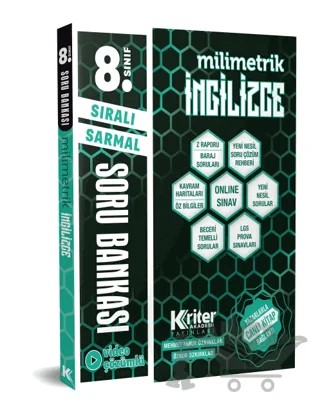 8. Sınıf İngilizce Soru Bankası – Kolektif – Kriter Akademi kitap kapağı