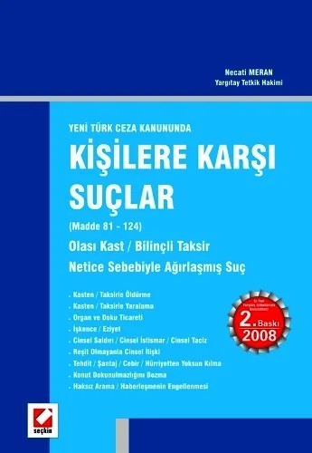Kişilere Karşı Suçlar – Necati Meran – Seçkin Yayıncılık kitap kapağı
