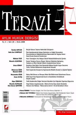 Terazi Aylık Hukuk Dergisi Sayı:25 Eylül 2008 – Nazif Kaçak – Seçkin Yayıncılık kitap kapağı