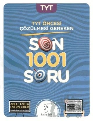 TYT Öncesi Çözülmesi Gereken Son 1001 Soru – Ahmet Nacar, Ahmet Sezgin, Bekir Kantepe, Celal Topaloğlu, Ebru Çaloğlu, Fatih Dumangöz, Metin Kurtarıcı, Muharrem Duş, Saadet Çakır, Yasin Kalemci – Karekök Yayıncılık kitap kapağı