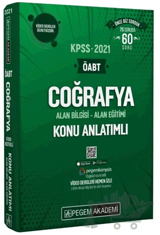2021 KPSS ÖABT Coğrafya Video Destekli Konu Anlatımlı – Kolektif – Pegem Akademi Yayıncılık kitap kapağı