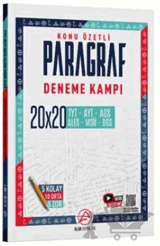 TYT Paragraf Konu Özetli 20 x 20 Deneme Kampı – Kollektif – Alan Yayınları kitap kapağı
