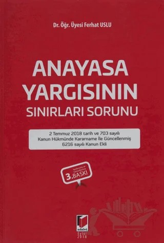 Anayasa Yargısının Sınırları Sorunu – Ferhat Uslu – Adalet Yayınevi kitap kapağı
