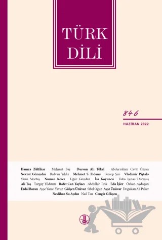 Türk Dili Dergisi Sayı: 846 Haziran 2022 – Türk Dil Kurumu Yayınları kitap kapağı