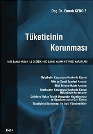 Tüketicinin Korunması – Emrah Cengiz – Beta Yayınevi kitap kapağı