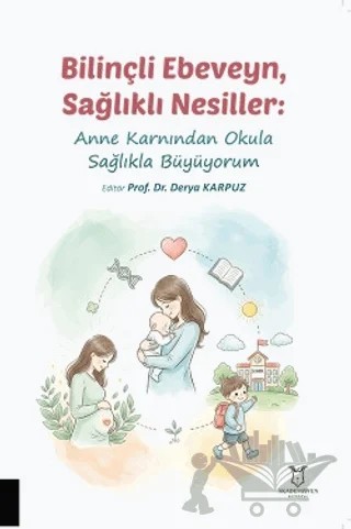 Bilinçli Ebeveyn, Sağlıklı Nesiller: Anne Karnından Okula Sağlıkla Büyüyorum – Derya Karpuz – Akademisyen Kitabevi kitap kapağı